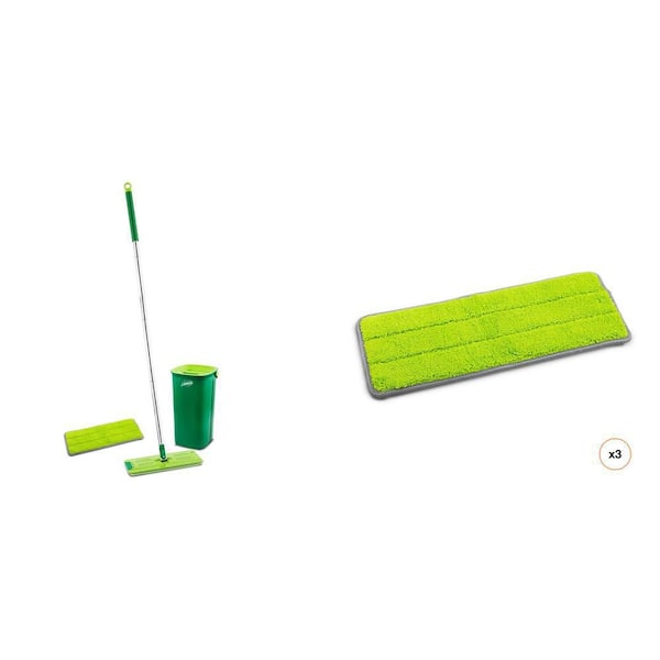 Rinse 'N Wring Microfiber Flat Mop and Bucket System with Extra Refill Pad and Refill Pad (3-Count) Combo