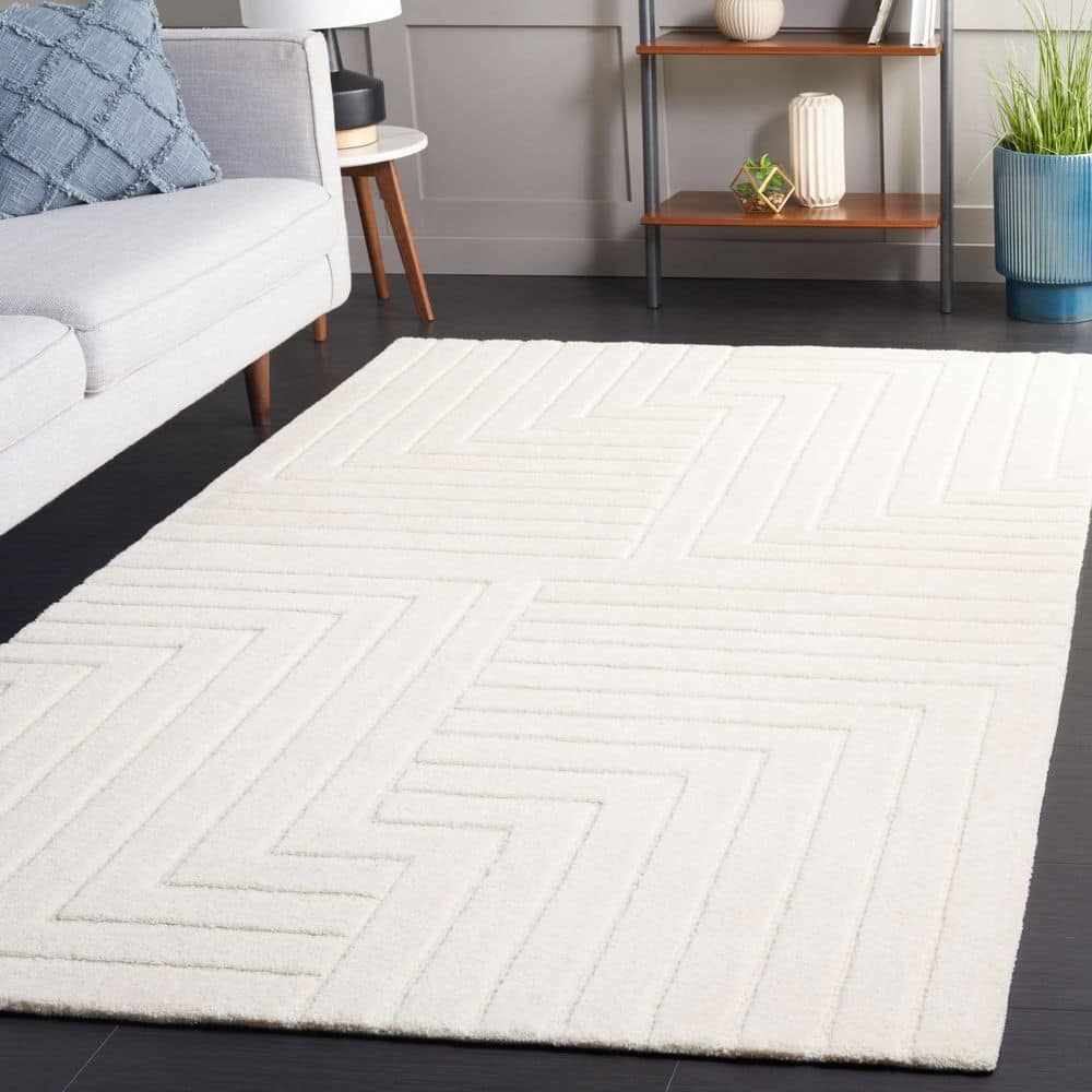 Ebony 5 ft. x 8 ft. Ivory Stepped Geometric Area Rug price history on PriceWatchPro