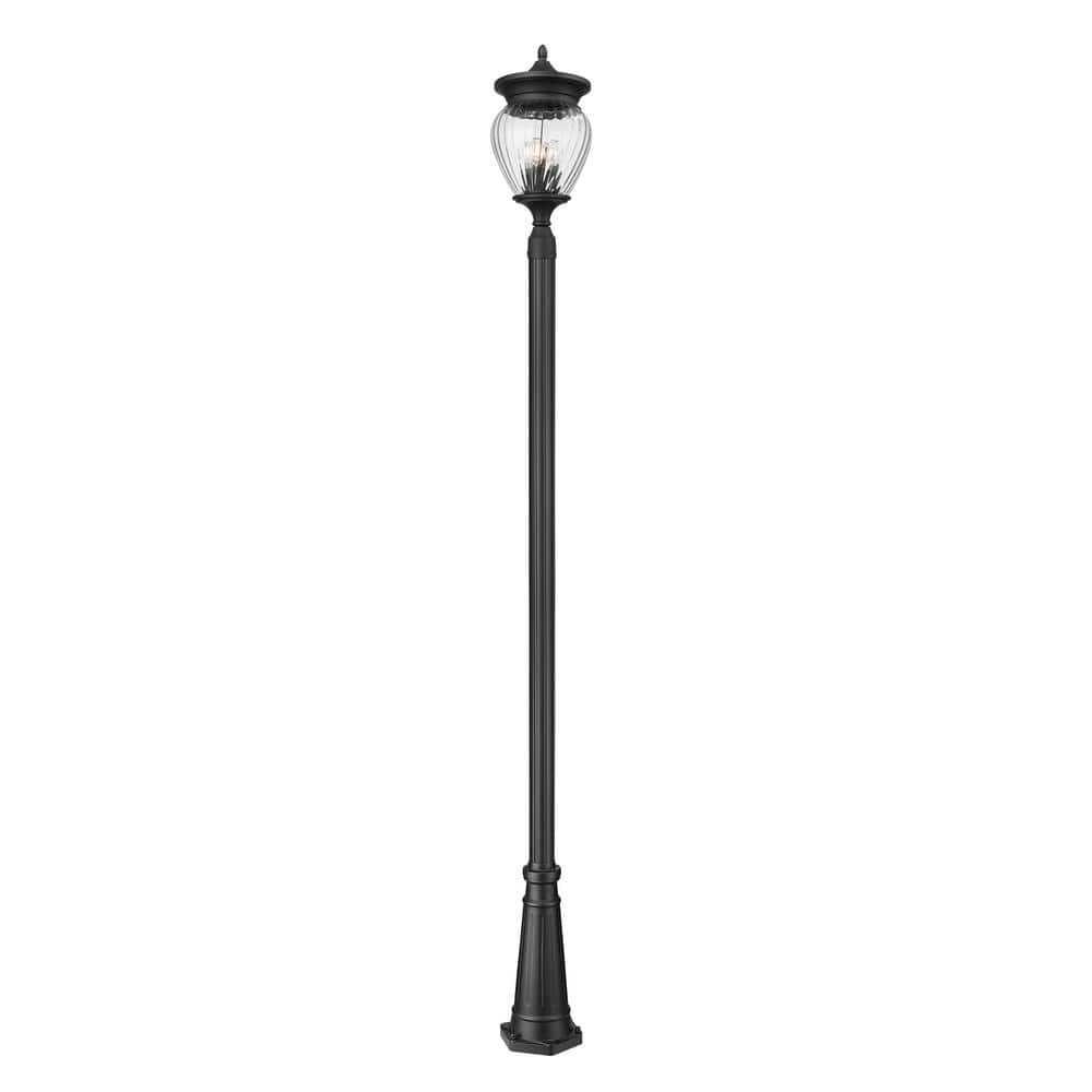 Davina 4-Light Black Aluminum Hardwired Outdoor Marine Grade Post Light Set
