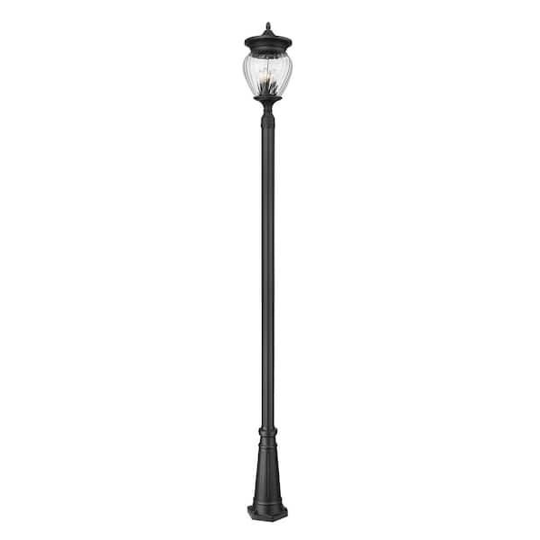 Davina 4-Light Black Aluminum Hardwired Outdoor Marine Grade Post Light Set with no bulbs included