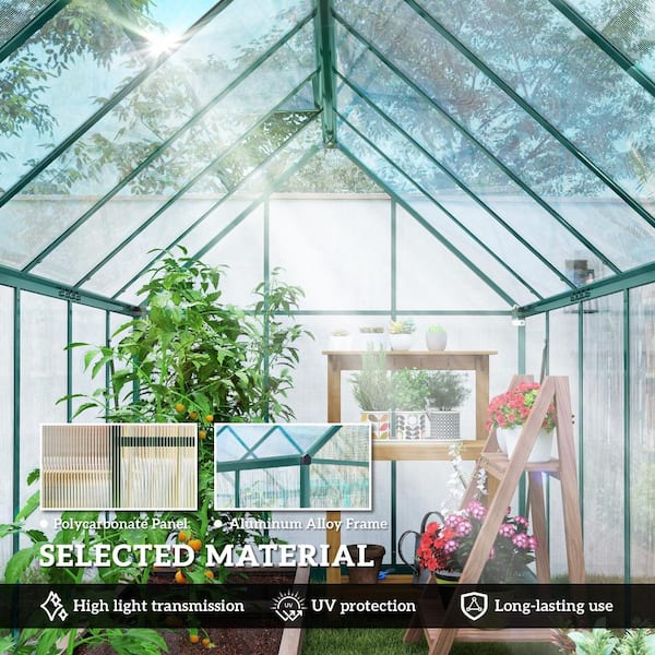11 ft. W x 6 ft. D Polycarbonate Walk-in Greenhouse with Swing