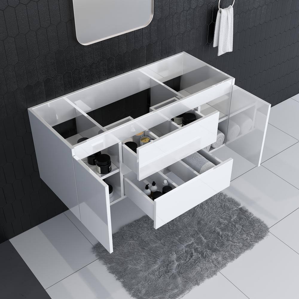 Salt 47'' Glossy White Wall-Mounted Single Vanity Base