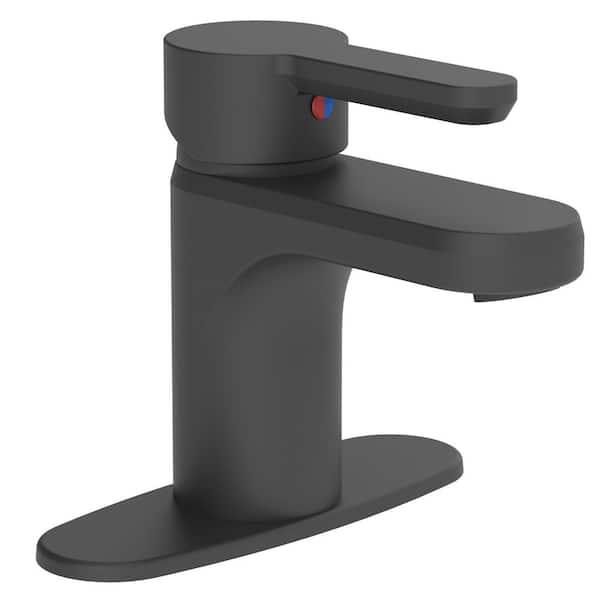 Symmons Keely Single Handle, One-hole Bathroom Faucet with Push-Pop Drain in Matte Black