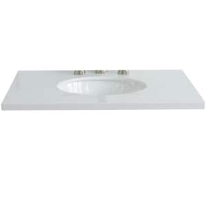 Ragusa 31 in. W x 22 in. D Quartz Single Basin Vanity Top in White with White Oval Basin