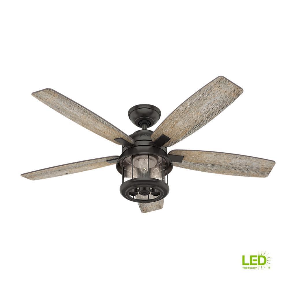 52" Noble Bronze Ceiling Fan with Seeded Glass Light