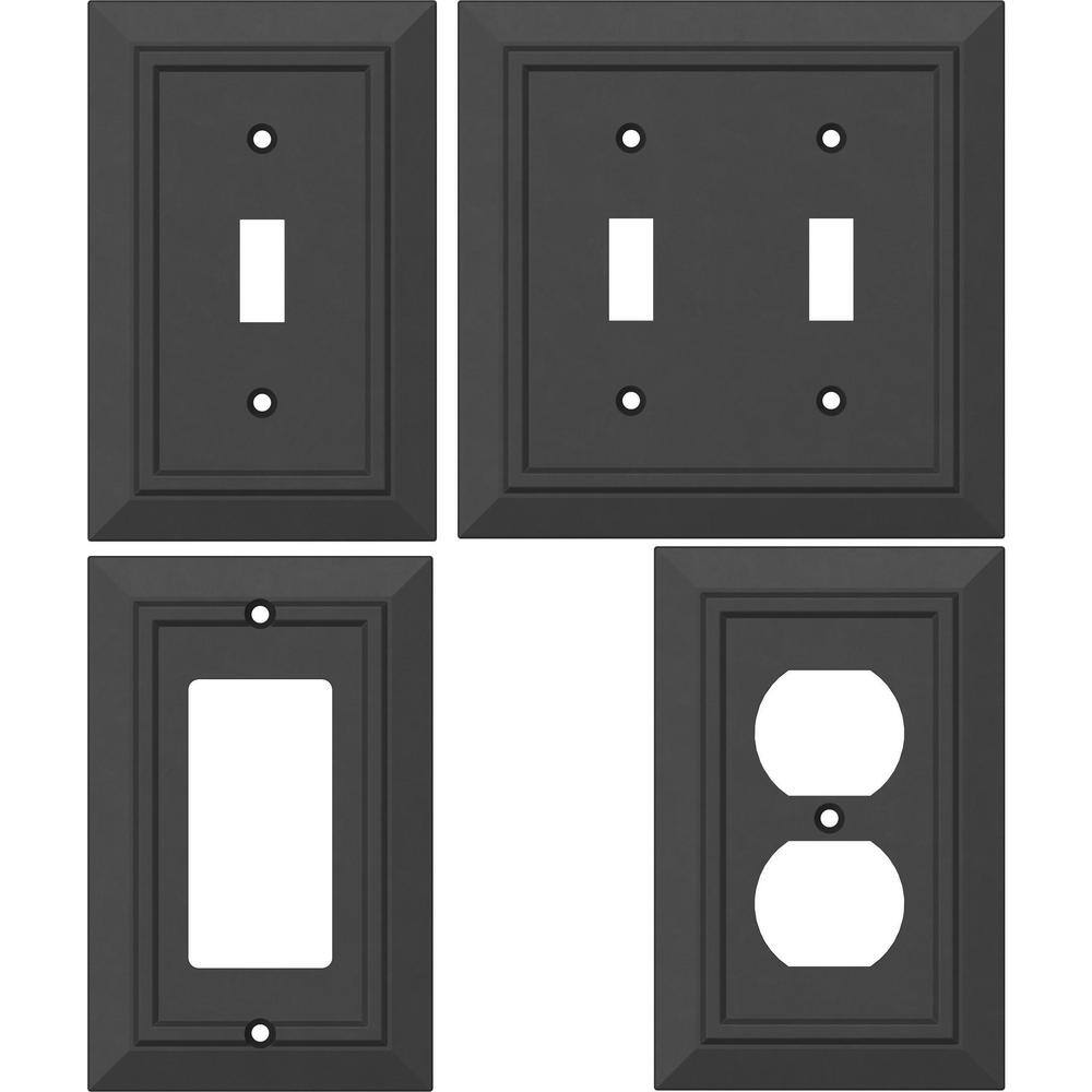 Matte Black Antimicrobial 2-Gang Decorative Wall Plate