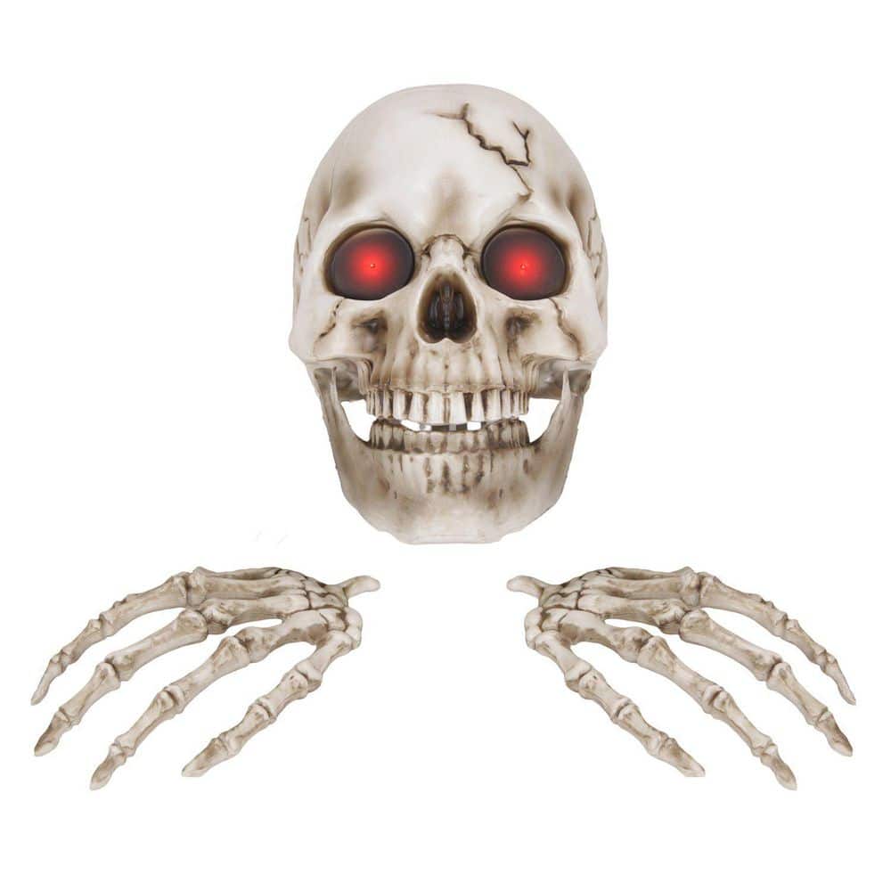 Haunted Hill Farm 16 in. LED Giant Talking Skeleton with Hands Halloween Animatronic Decoration