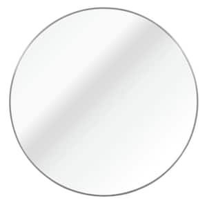 42 in. W x 42 in. H Round Metal Frame Wall Bathroom Vanity Mirror in Silver