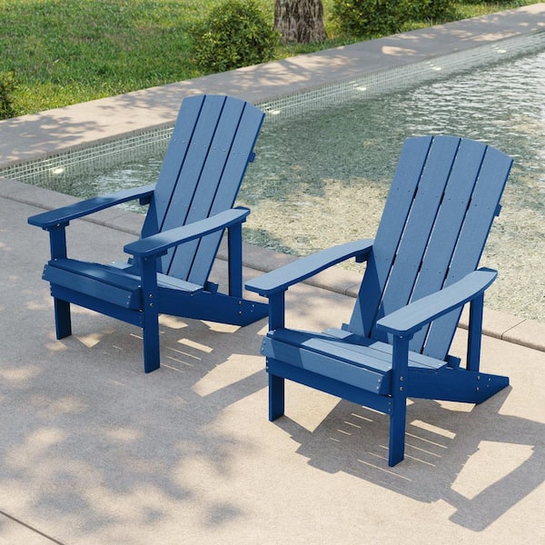 Navy Blue Recyled Plastic Weather Resistant Outdoor Patio Adirondack Chair (Set of 2)