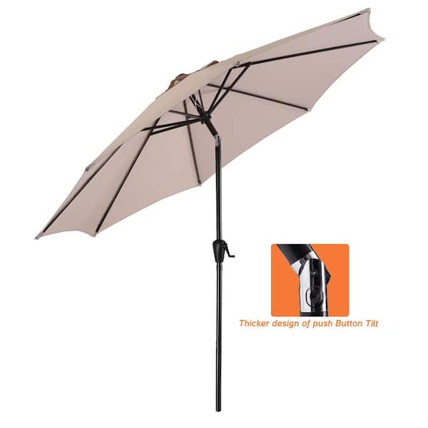 Mondawe 9 ft. Patio Umbrella Outdoor Table Market Umbrella in Ash Grey with Push Button Tilt and Crank