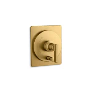 Castia By Studio McGee Rite-Temp Valve Trim With Push-Button Diverter in Vibrant Brushed Moderne Brass