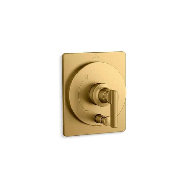 KOHLER Castia By Studio McGee Rite-Temp Valve Trim With Push-Button Diverter in Vibrant Brushed Moderne Brass