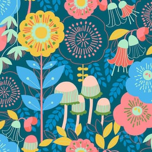 Dream Garden Teal Peel and Stick Wallpaper