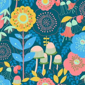 Dream Garden Teal Peel and Stick Wallpaper Sample