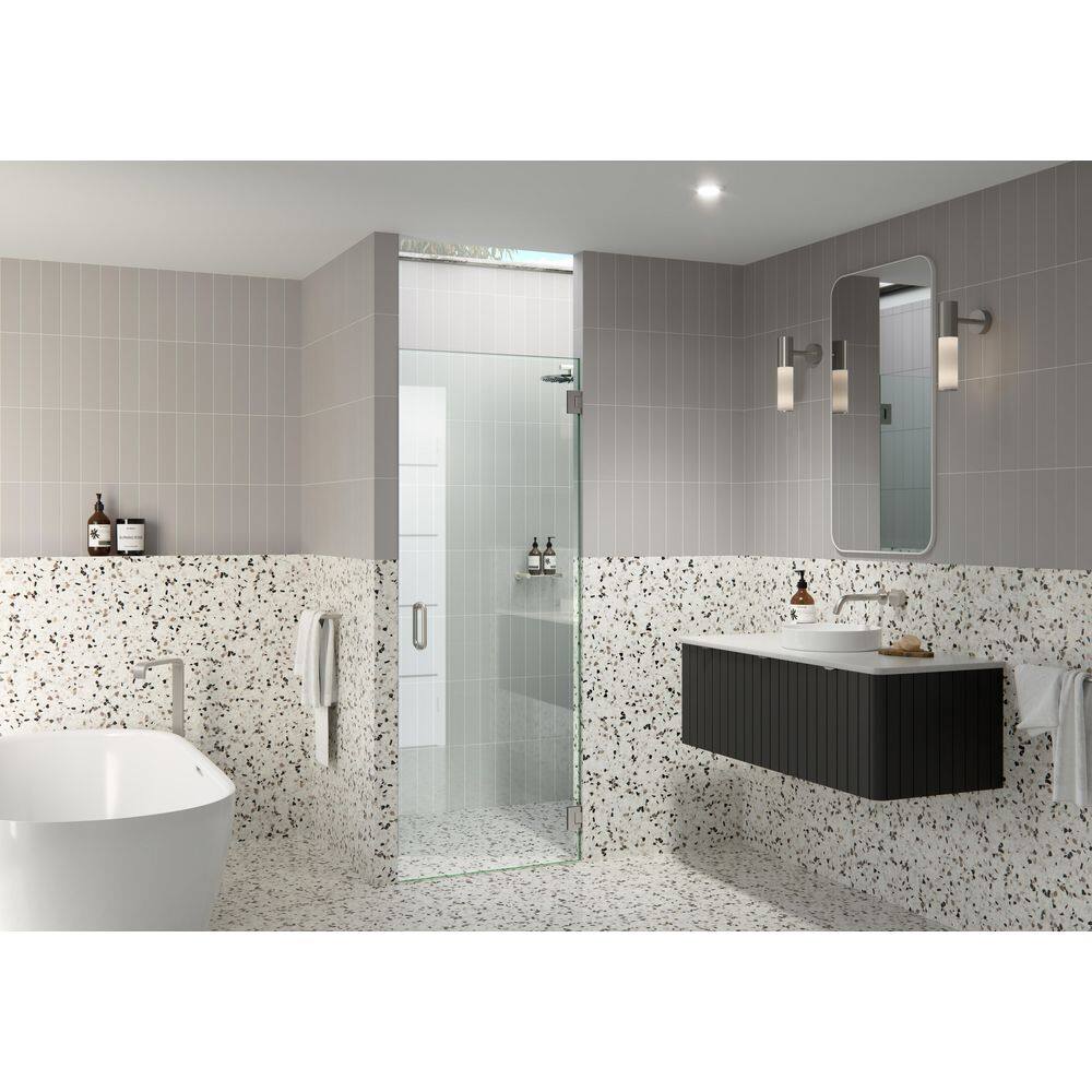 24.5 in. W x 78 in. H Pivot/Hinged Frameless Shower Door in Brushed Nickel - Door Only - Width Adj 24.875 - 25.275 price history on PriceWatchPro
