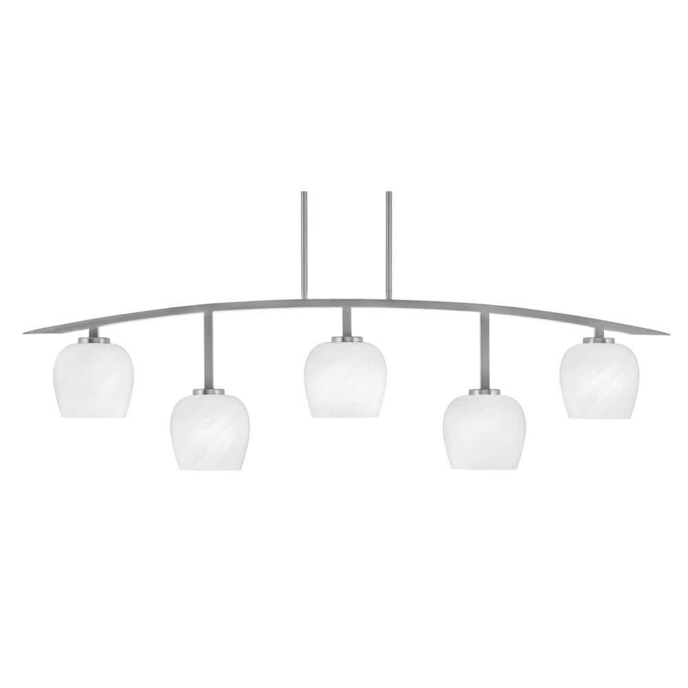 Siena 51.25 in. 5-Light Graphite Chandelier with 6 in. White Marble Glass S
