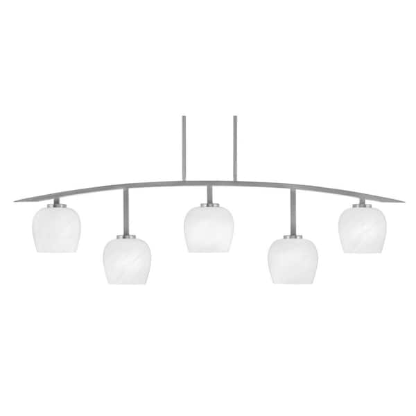 Unbranded Siena 51.25 in. 5-Light Graphite Chandelier with 6 in. White Marble Glass Shades, no bulbs included
