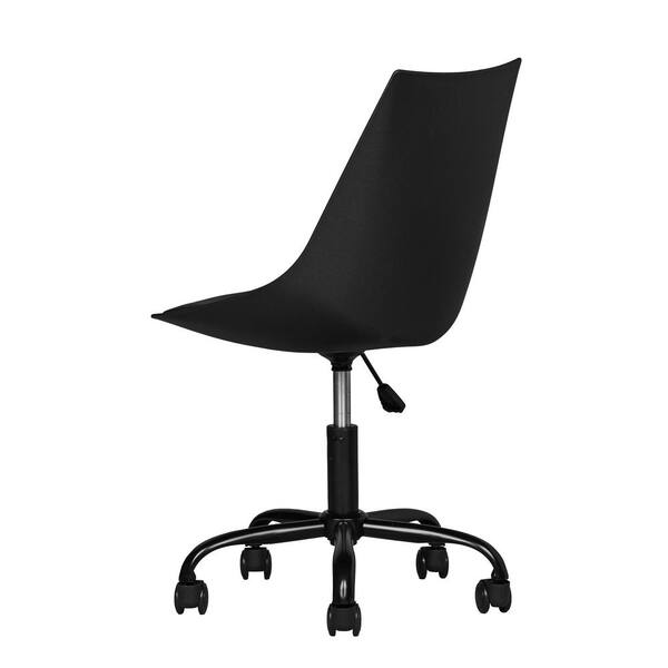 black leather office chair on wheels