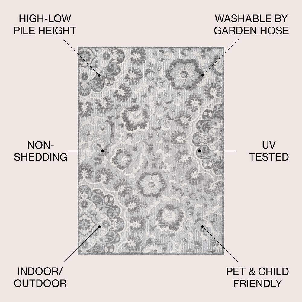 Modern Moroccan Medallion 4' x 6' Gray Synthetic Area Rug
