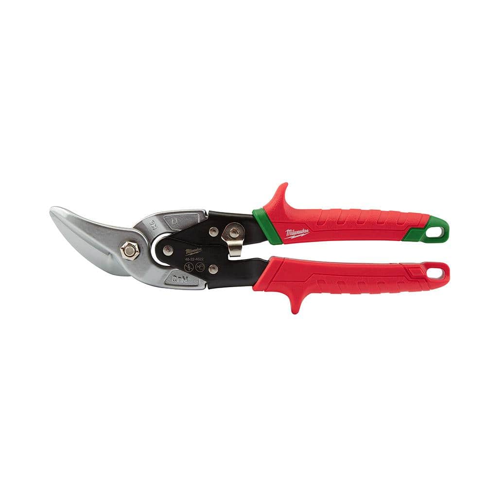 Milwaukee 10 in. Right-Cut Offset Aviation Snips 48-22-4522 - The Home Depot
