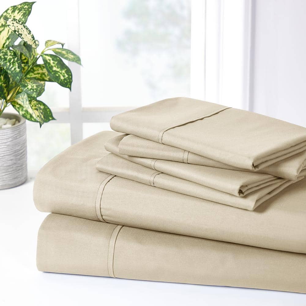 Warm Taupe Twin Bamboo Microfiber 6-Piece Sheet Set