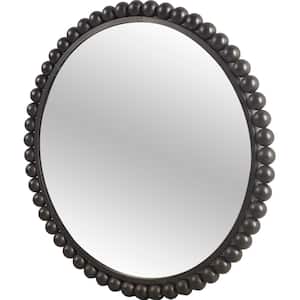 Large Round Black Hooks Modern Mirror (43.0 in. H x 43.0 in. W)