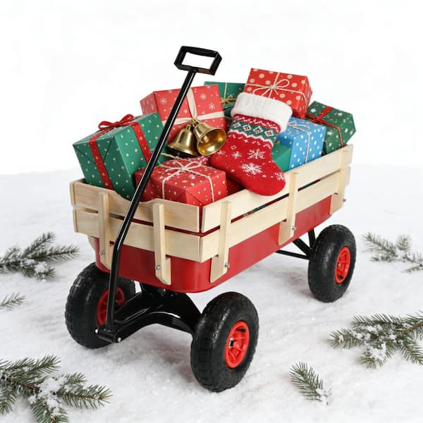 Flynama outdoor sport wagon tools cart wooden side panels air