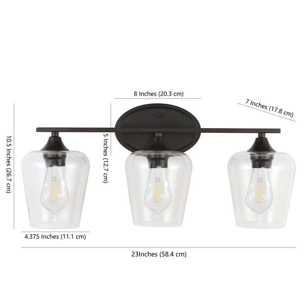 Jayne Rustic French Country 23" Oil-Rubbed Bronze 3-Light LED Vanity Light