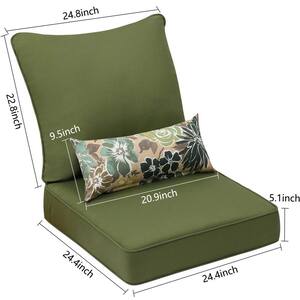 24 in. x 24 in. Outdoor Deep Seating Lounge Chair Cushion in Green (Set of 6) (2 Back 2 Seater 2 Pillow)