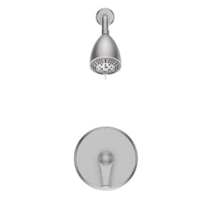 Fixed Shower Head Series 9-Spray Patterns with 1.8 GPM in 4 in. Wall Mount Rain Fixed Shower Head in Brushed Nickel