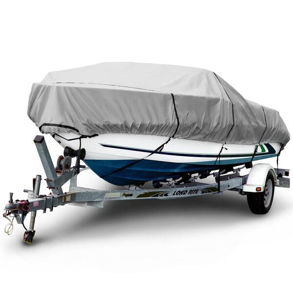 Budge Sportsman 600 Denier 18 ft. to 20 ft. (Beam Width Up to 102 in.) Gray V-Hull Fishing Boat Cover BT-5