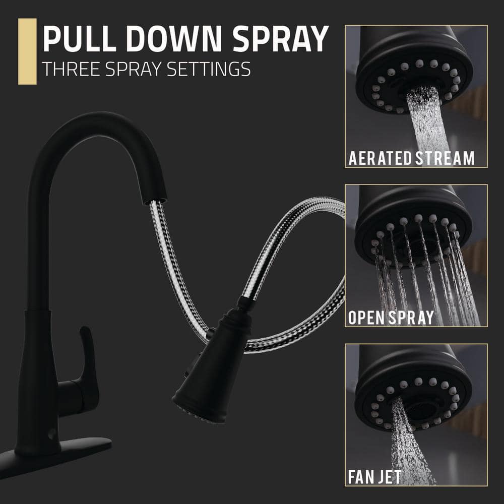Matte Black Stainless Steel Touchless Pull-Down Kitchen Faucet