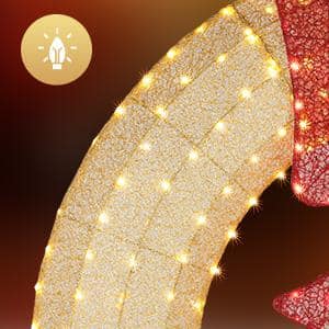 48in Gold LED Pre-Lit Outdoor Christmas Wreath with Red Bow
