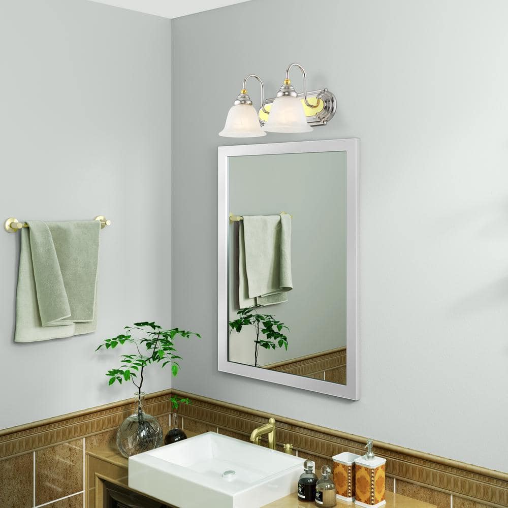 Belmont 2-Light Polished Chrome and Brass Vanity Fixture