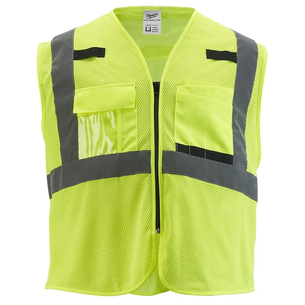 Milwaukee Large/X-Large Yellow Class 2 Mesh High Visibility Safety Vest with 9-Pockets