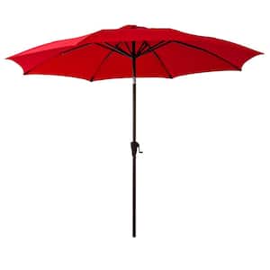 10 ft. Aluminum Market Tilt Patio Umbrella with Fiberglass Rib Tips in Red Solution Dyed Polyester