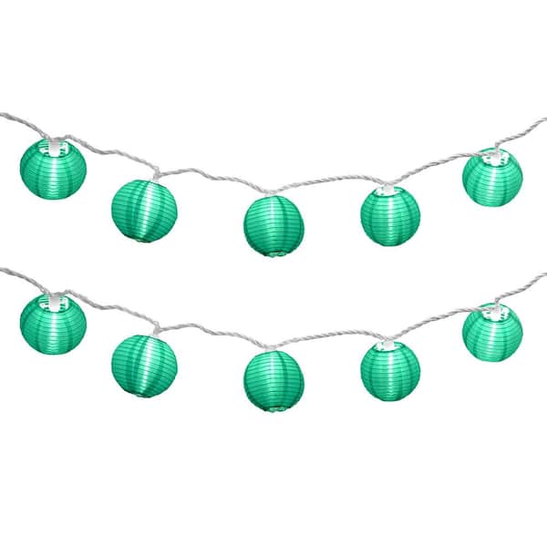 LUMABASE Nylon Lantern String Lights in Turquoise