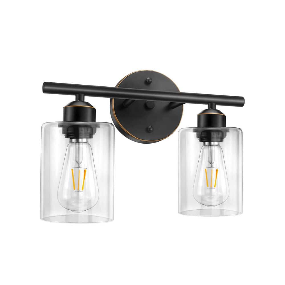10.44 in. 2-Light Oil Rubbed Bronze Bathroom Vanity Light with Clear Glass Shade price history on PriceWatchPro