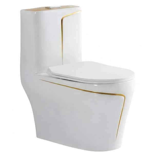 12 in. Rough In 1.85 Gal. Dual Flush GPF Elongated 1-Piece Toilet Seat Included in White