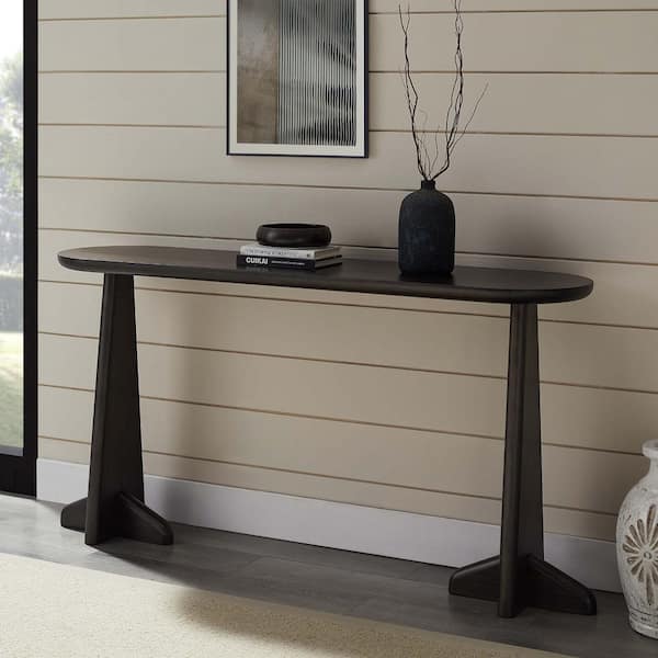 Wayne 60 in. Charcoal Rectangle Bamboo Wood Console Table
