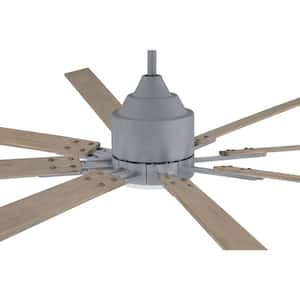 Fleming 100 in. Indoor/Outdoor Dual Mount Aged Galvanized Ceiling Fan Integrated LED Light Kit w/ Remote & Wall Control