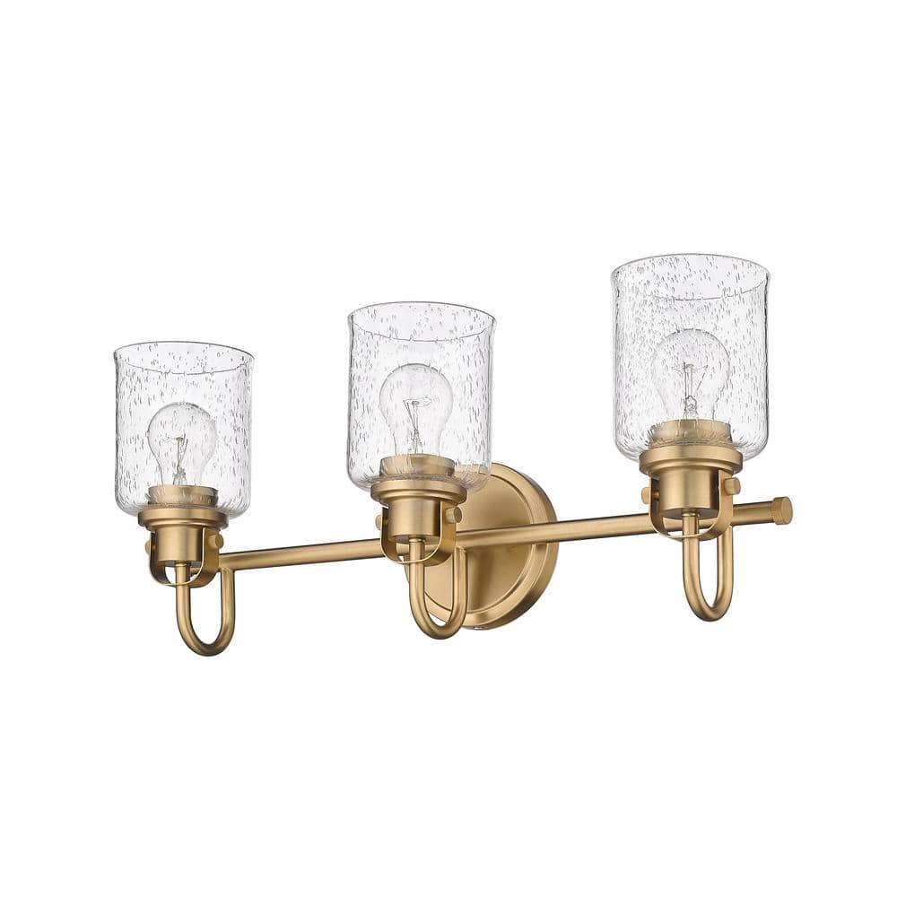 Kinsley Urban Gold 3-Light Vanity with Seeded Glass