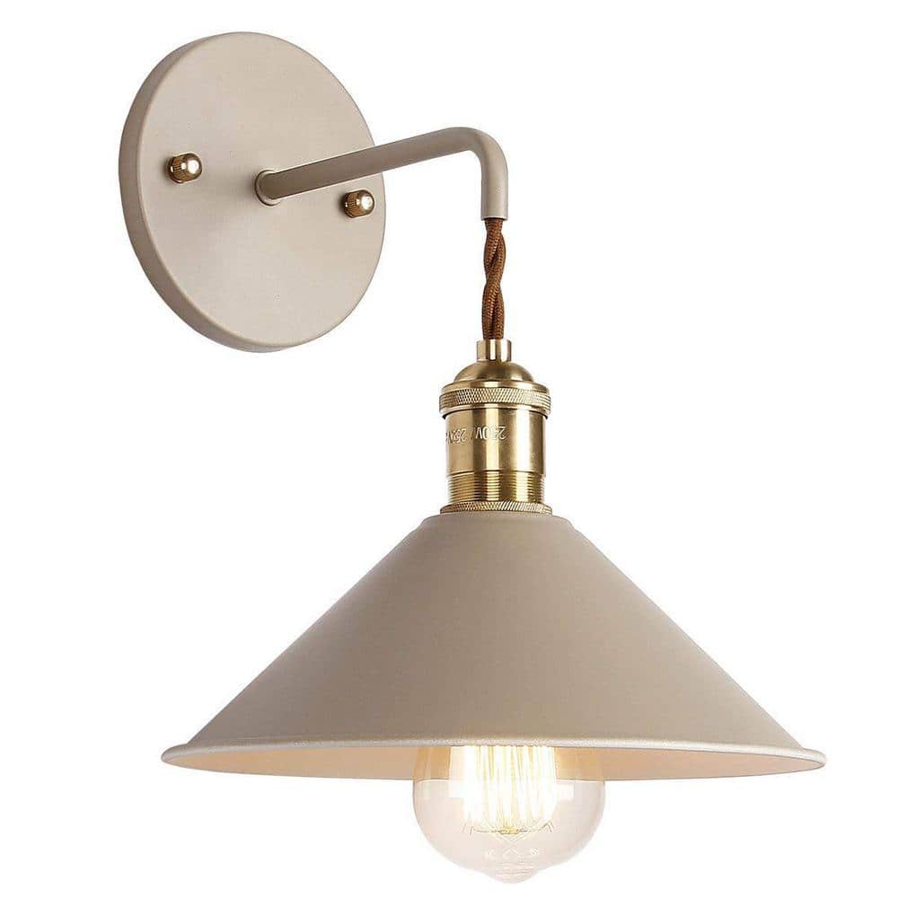 Quality 4.3 in. 1-Light Khaki Vintage Smart Home Wall Sconce with Metal Sha