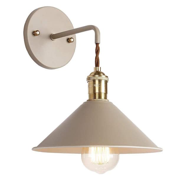 Quality 4.3 in. 1-Light Khaki Vintage Smart Home Wall Sconce with Metal Shade
