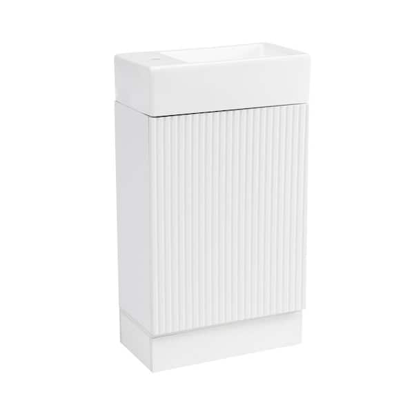 JimsMaison 19 in. W x 11 in. D x 33 in. H Single Sink Wall-Mounted Bath Vanity in White with White Ceramic Top