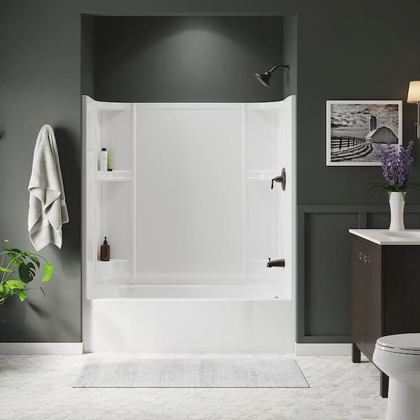 STERLING Accord 31-1/4 in. x 60 in. x 73-1/4 in. Bath and Shower Kit with Right-Hand Drain in White