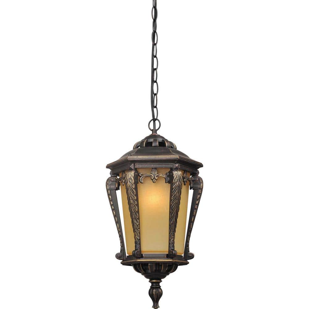 1-Light Golden Rust Indoor or Outdoor Aluminum Mini Hanging Pendant Light with Tapered Champagne Bubble Glass price history on PriceWatchPro