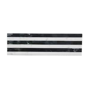 21 in. Black & White Stripes Marble Marble Cheese and Serving Board