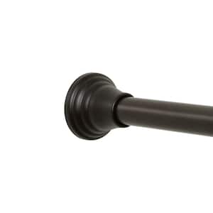 NeverRust Decorative Finial 44 in. - 72 in. Aluminum Adjustable Tension No-Tools Shower Rod in Black