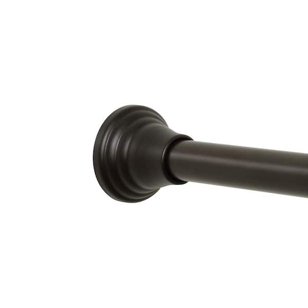 Zenna Home NeverRust Decorative Finial 44 in. - 72 in. Aluminum Adjustable Tension No-Tools Shower Curtain Rod in Black